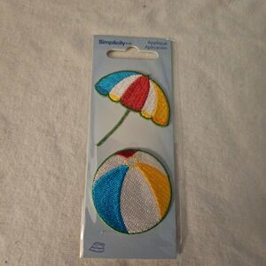 Simplicity Beach Ball and Umbrella Iron On Applique Patches NEW
